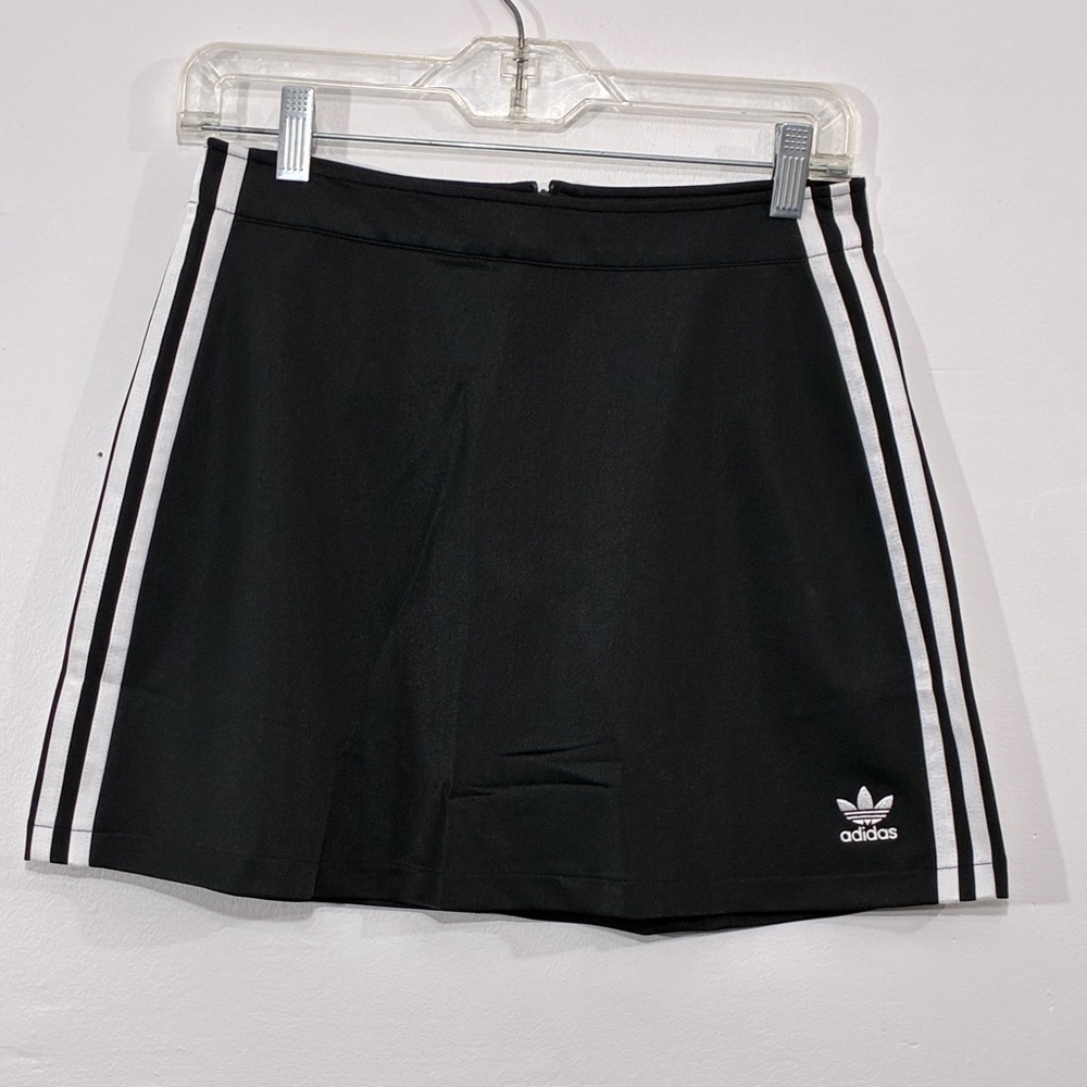 adidas Originals 3S A-Line Mini Skirt JD0281 Black White Side Stripe Y2K Sporty - Picture 3 of 12